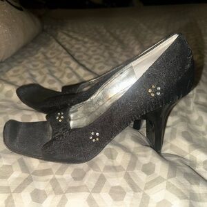 Enzo Angiolini Black Rhinestone Accent Women's Heels